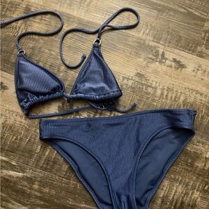 Aerie Deep Blue Ribbed Bikini